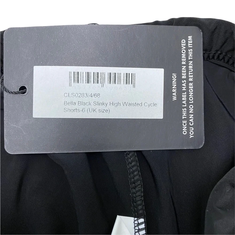 Pretty Little Thing Women's S 2 Ribbed Bike Shorts Bella Black Slinky High Waist - Picture 5 of 9